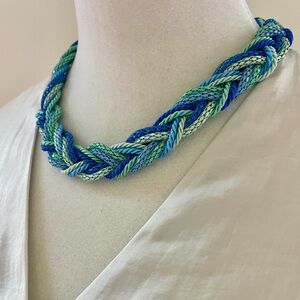 Braided Shades of Blue Necklace by Sfera